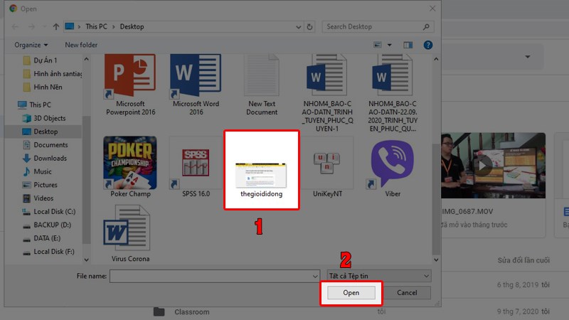 Trong khung Open, bạn chọn một h&igrave;nh ảnh cần chuyển đổi. Sau đ&oacute; chọn Open.