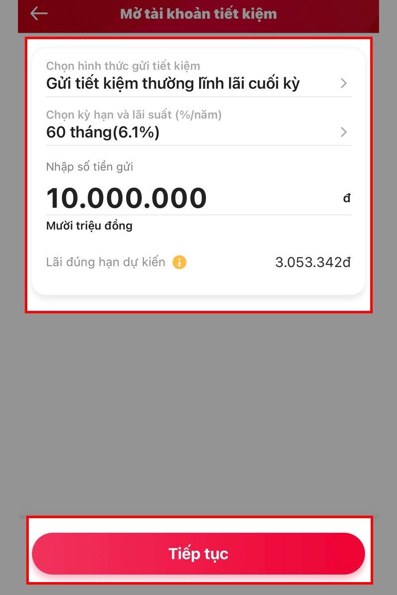 Gửi tiết kiệm với Viettel Money bước 3