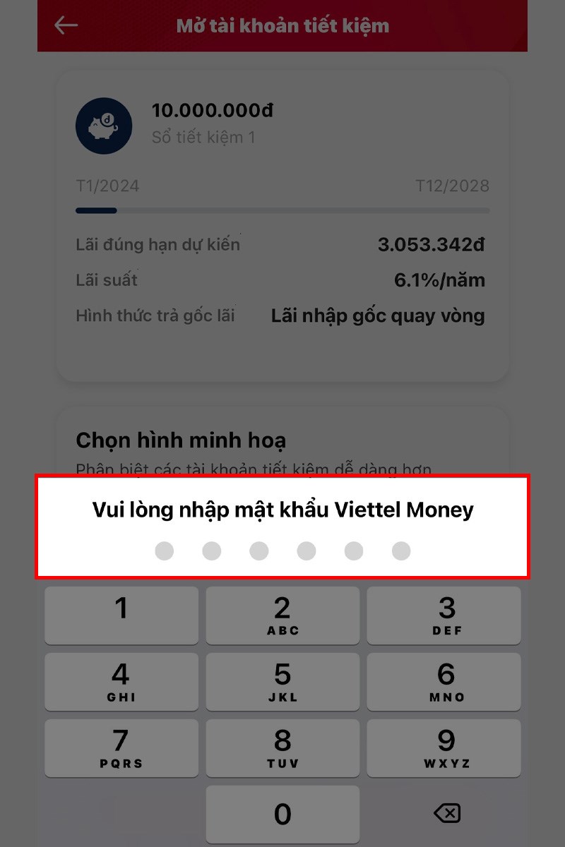 Gửi tiết kiệm với Viettel Money bước 6
