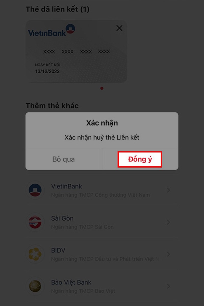 Hủy liên kết thẻ ATM ngân hàng với Viettel Money bước 4 Hủy liên kết thẻ ATM ngân hàng với Viettel Money bước 4