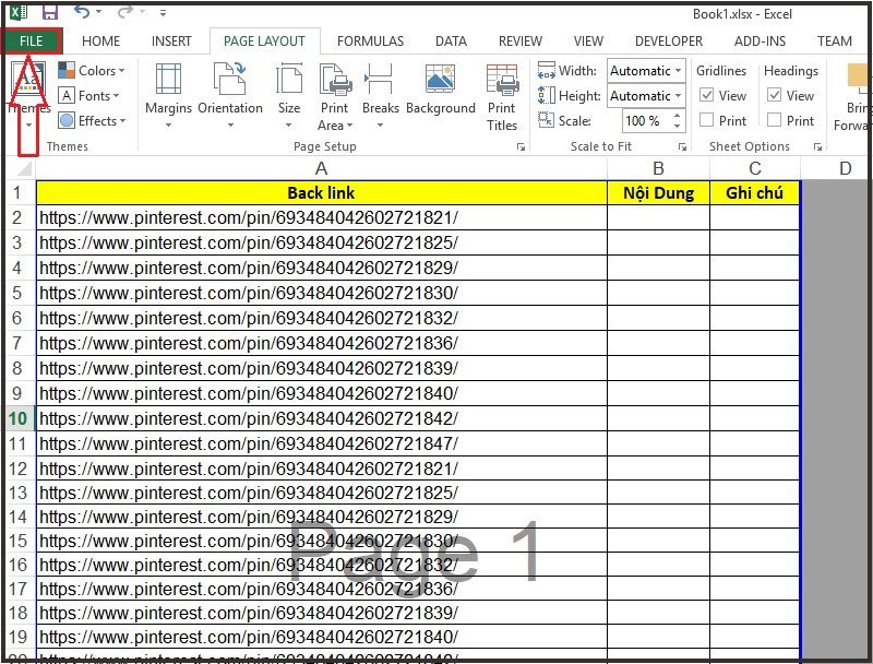 Di chuyển một ngắt trang trong Excel