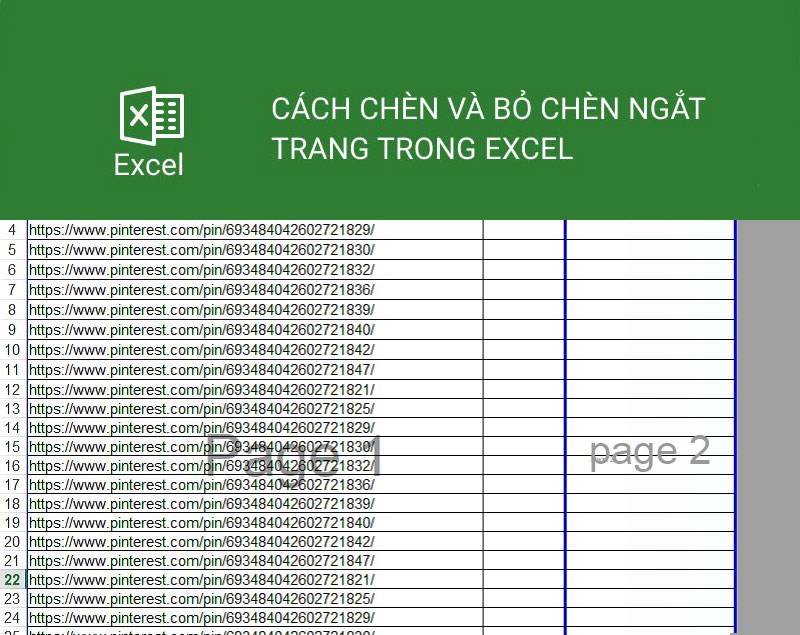 Cách ngắt trang, bỏ trang trong excel