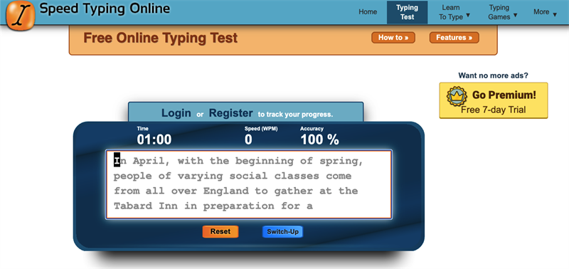 Speed Typing Online: Kiểm tra tốc độ đánh máy nhanh, chính xác