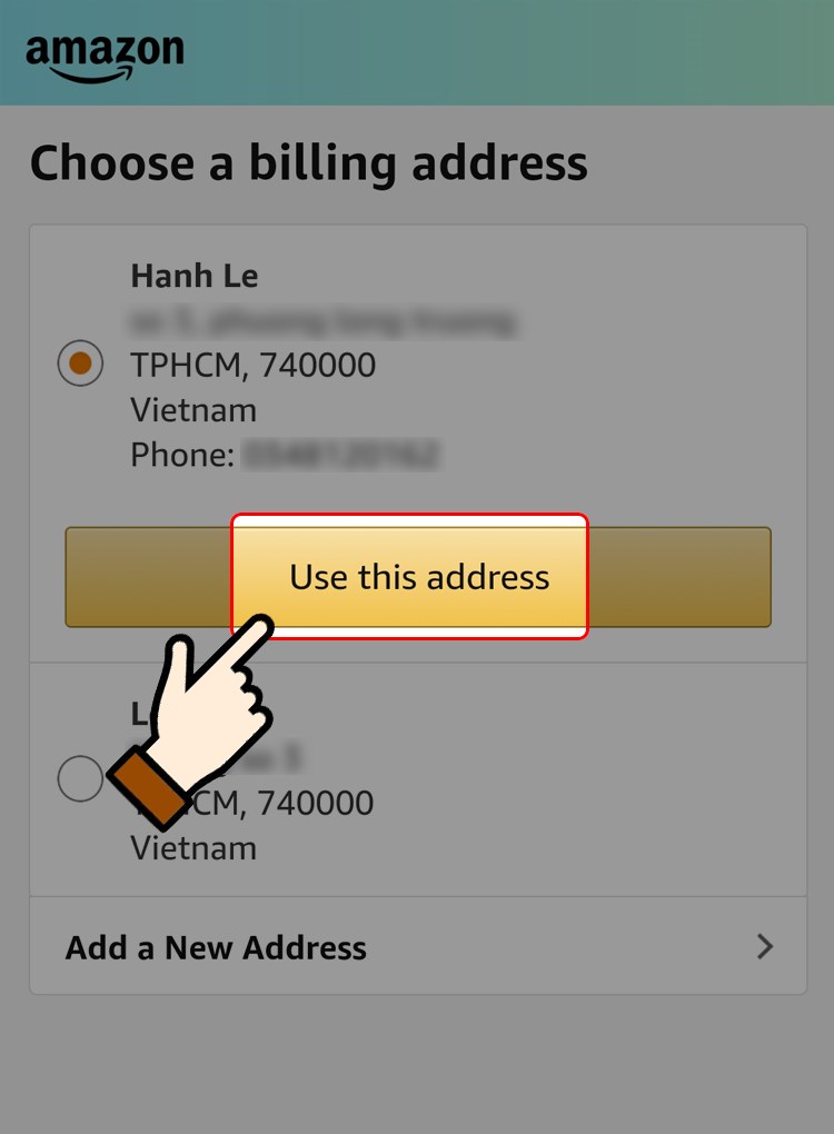 Nhấn chọn Sử dụng địa chỉ này (Use this address)