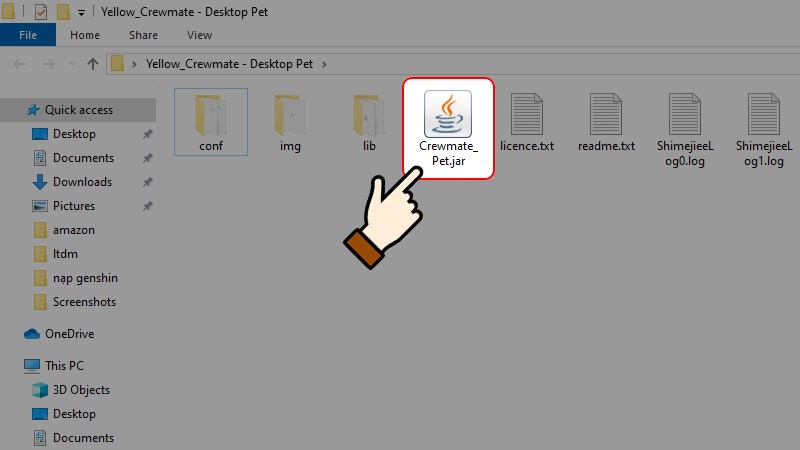 nhấn chọn mục Crewmate_Pet.jar