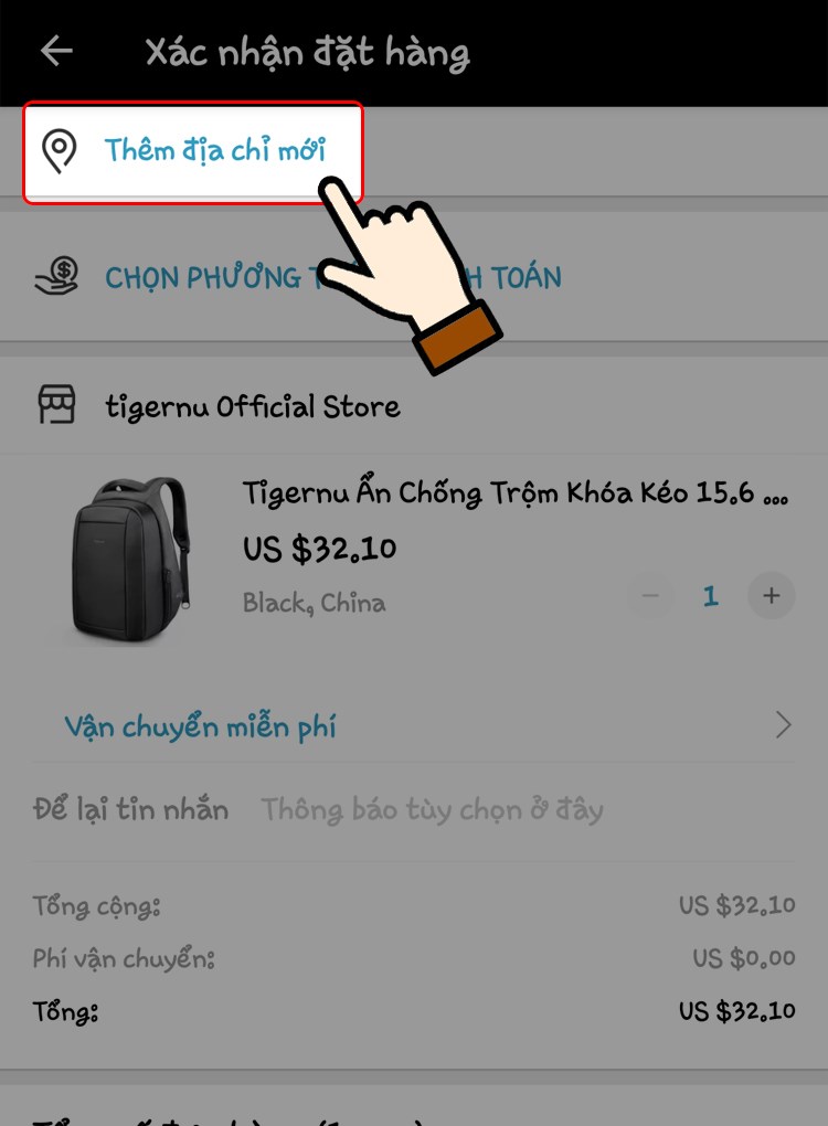 Nhấn chọn Thêm địa chỉ mới