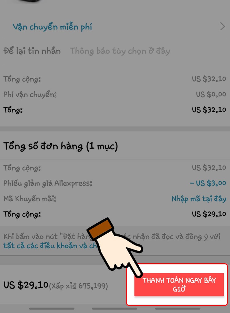 Nhấn chọn Thanh toán ngay bây giờ