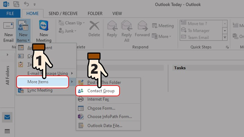 Nhấn chọn More Items > Chọn Contact Group