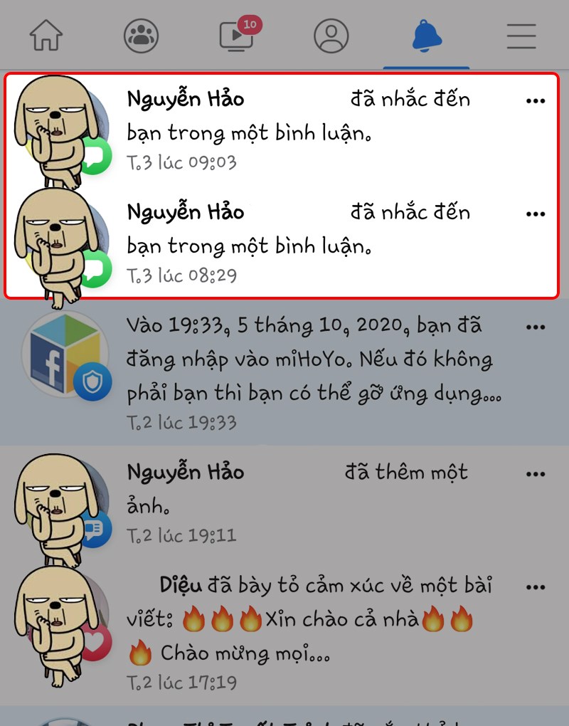 Facebook hiển thị thông báo được tag tên