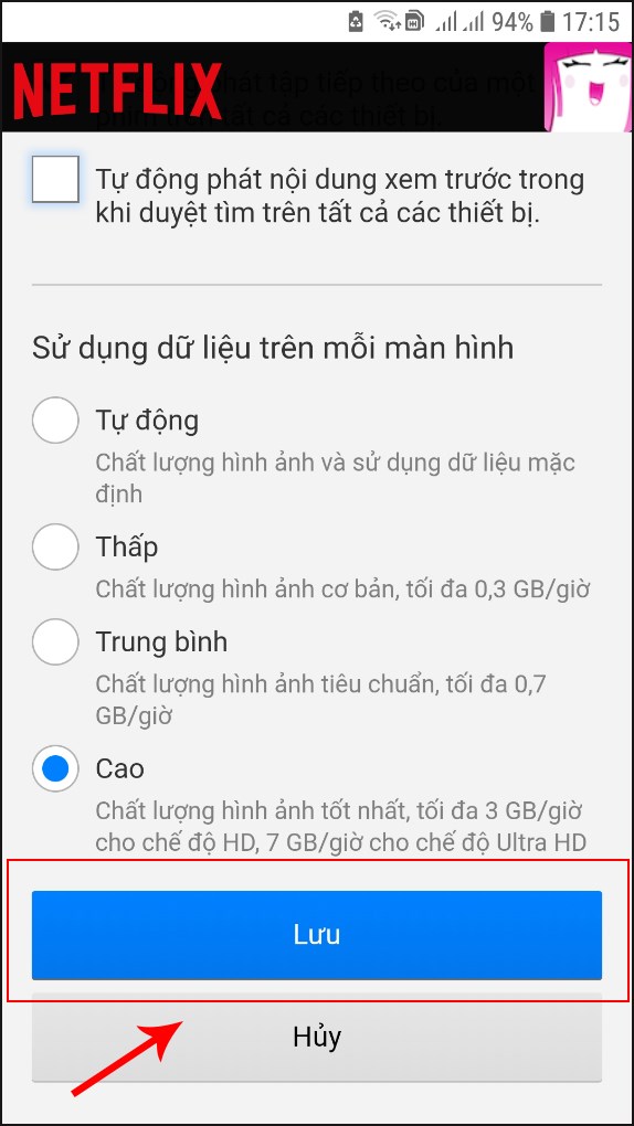 Kéo xuống bấm Lưu là xong