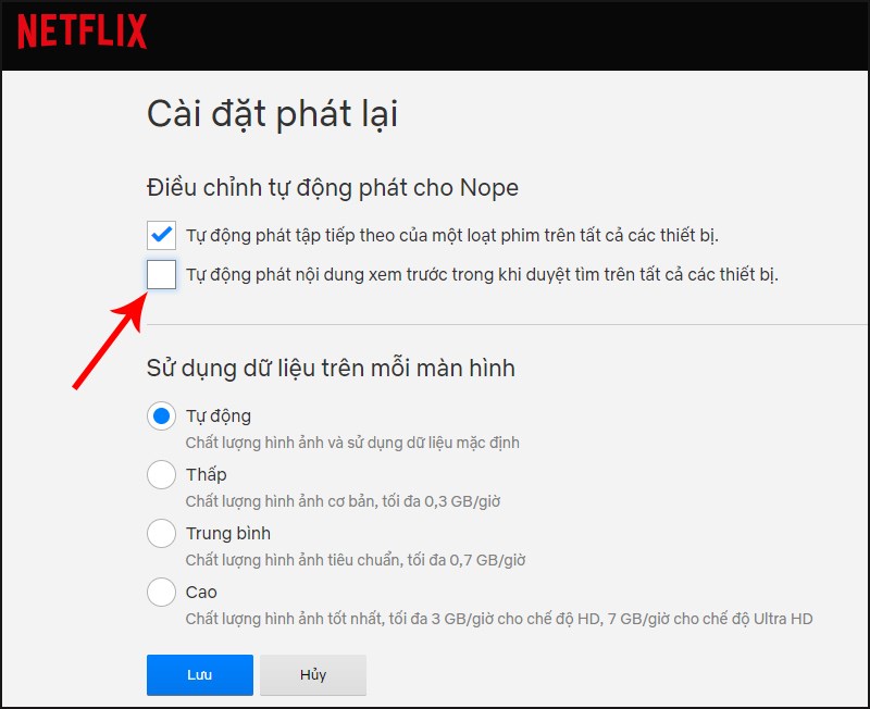 Bỏ dấu tick tại ô Tự động phát nội dung xem trước trong khi duyệt tìm trên tất cả các thiết bị