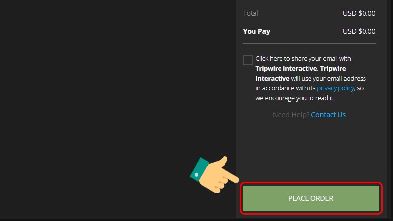 Chọn Place Order để lấy game