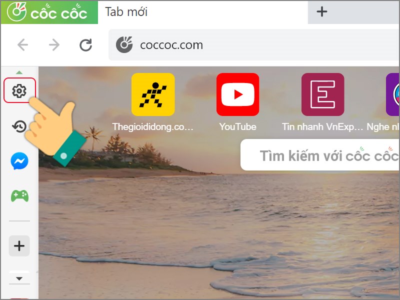 Mở c&agrave;i đặt tr&igrave;nh duyệt Cốc Cốc