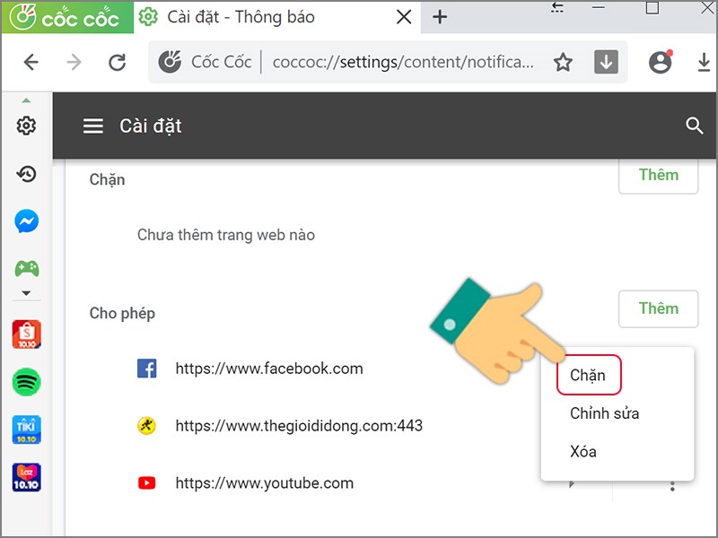 Nhấn Chặn để tắt th&ocirc;ng b&aacute;o