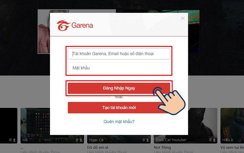 Đăng nhập tài khoản Garena