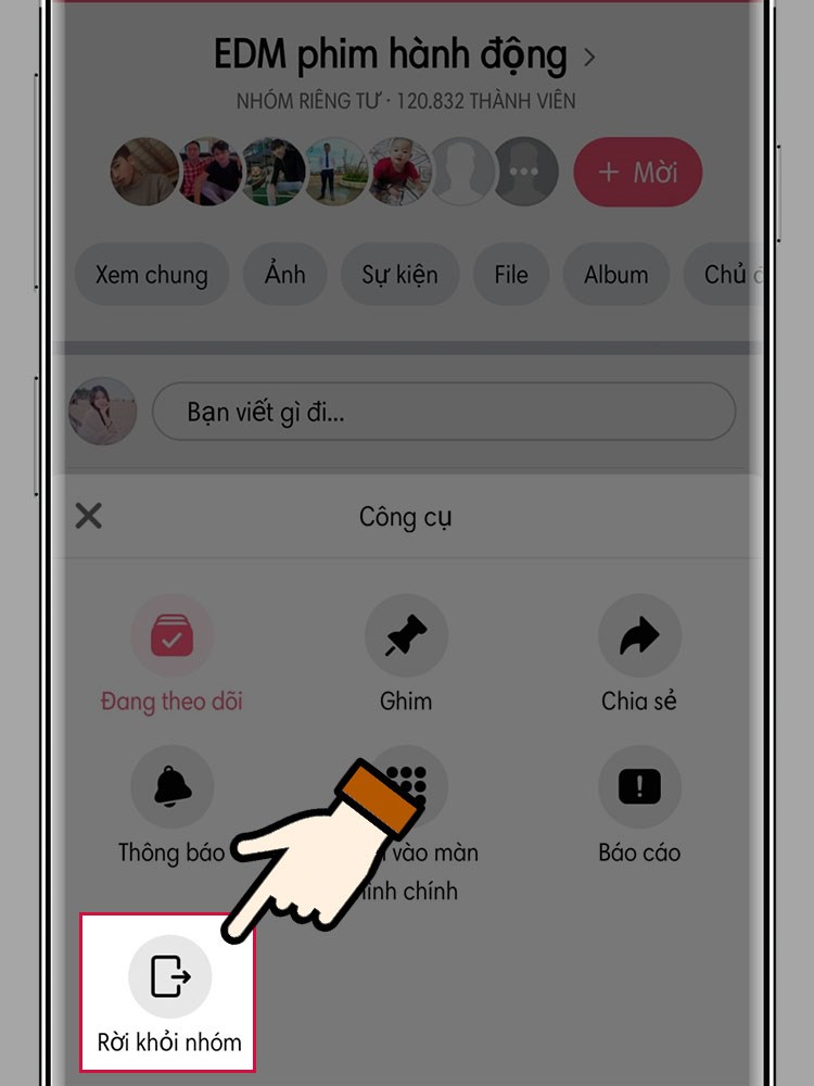 Chọn Rời khỏi nh&oacute;m