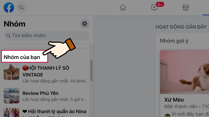 Ở đ&acirc;y sẽ c&oacute; tất cả c&aacute;c nh&oacute;m bạn đ&atilde; tham gia.