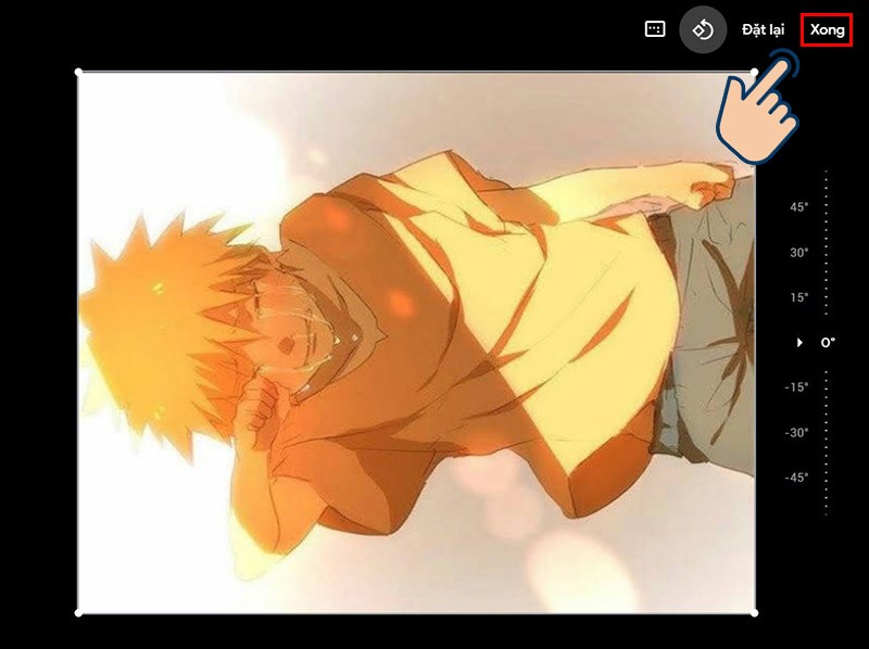  Chọn Xong sau khi chỉnh sửa bức ảnh đ&uacute;ng như mong muốn của bạn.