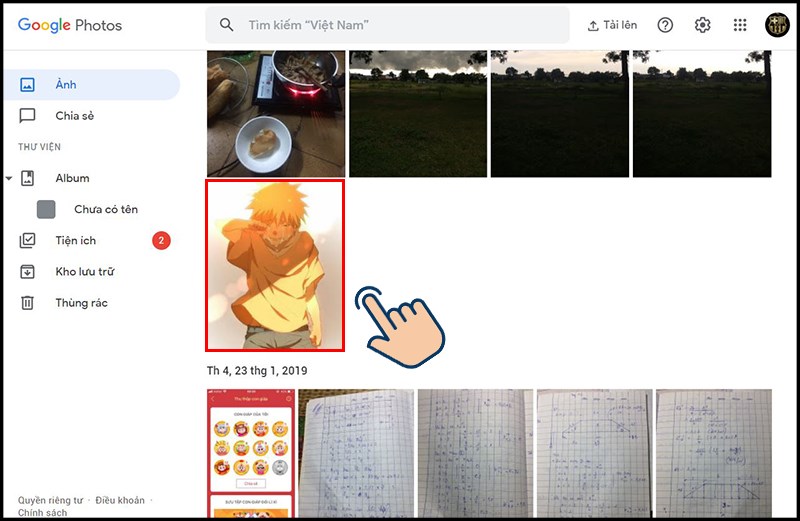 Đầu ti&ecirc;n bạn h&atilde;y v&agrave;o trang web Google Photos, tại đ&acirc;y h&atilde;y chọn v&agrave;o ảnh m&agrave; bạn muốn chỉnh sửa.