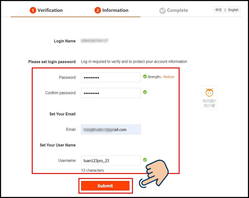 Nhâp mật khẩu, email, tên đăng nhập và nhấn Submit Nhâp mật khẩu, email, tên đăng nhập và nhấn Submit