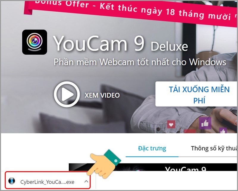 Nhấn vào file .exe vừa tải về