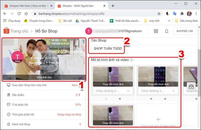 Đăng ảnh b&igrave;a v&agrave; điền th&ocirc;ng tin shop