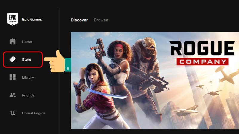 Vào phần Store ở Epic Games Store
