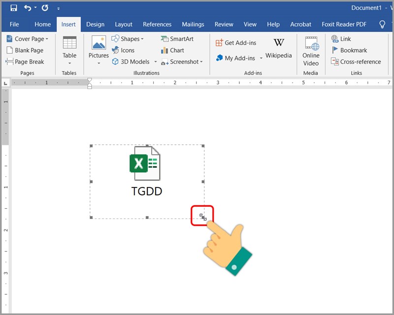 Thay đổi kích thước icon file Excel