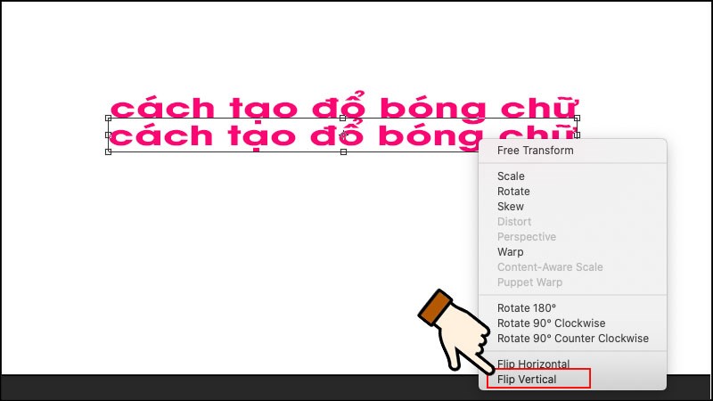 Nhấn chuột phải > Chọn Flip Vertical để quay ngược Layer
