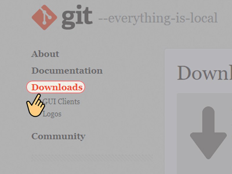 Vào trang web tải Git. Bạn lựa chọn mục Downloads