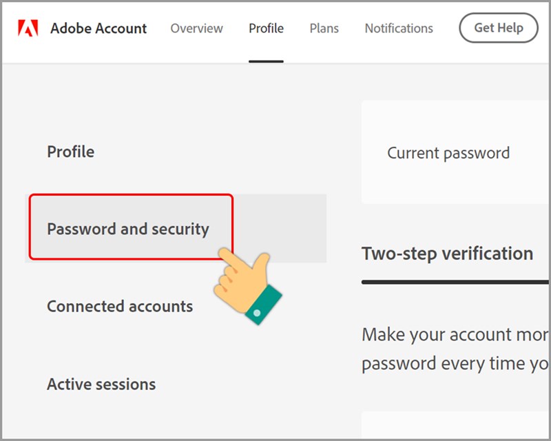 Mục Password and security