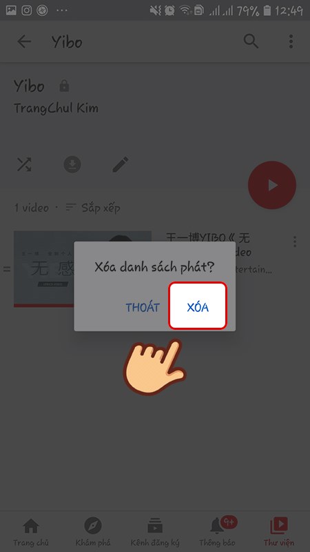 Chọn Xóa để xác nhận xóa danh sách.