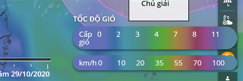 sức gió, tốc độ gió mạnh hay nhẹ được phân theo từng loại màu sức gió, tốc độ gió mạnh hay nhẹ được phân theo từng loại màu