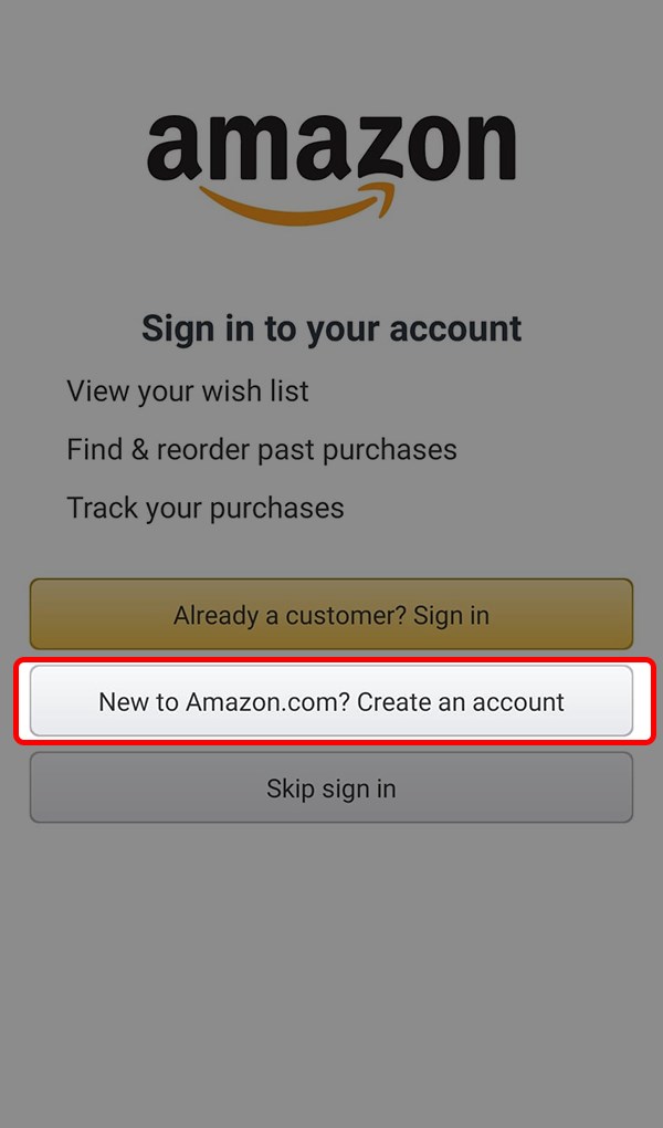 New to Amazon.com? Create an account
