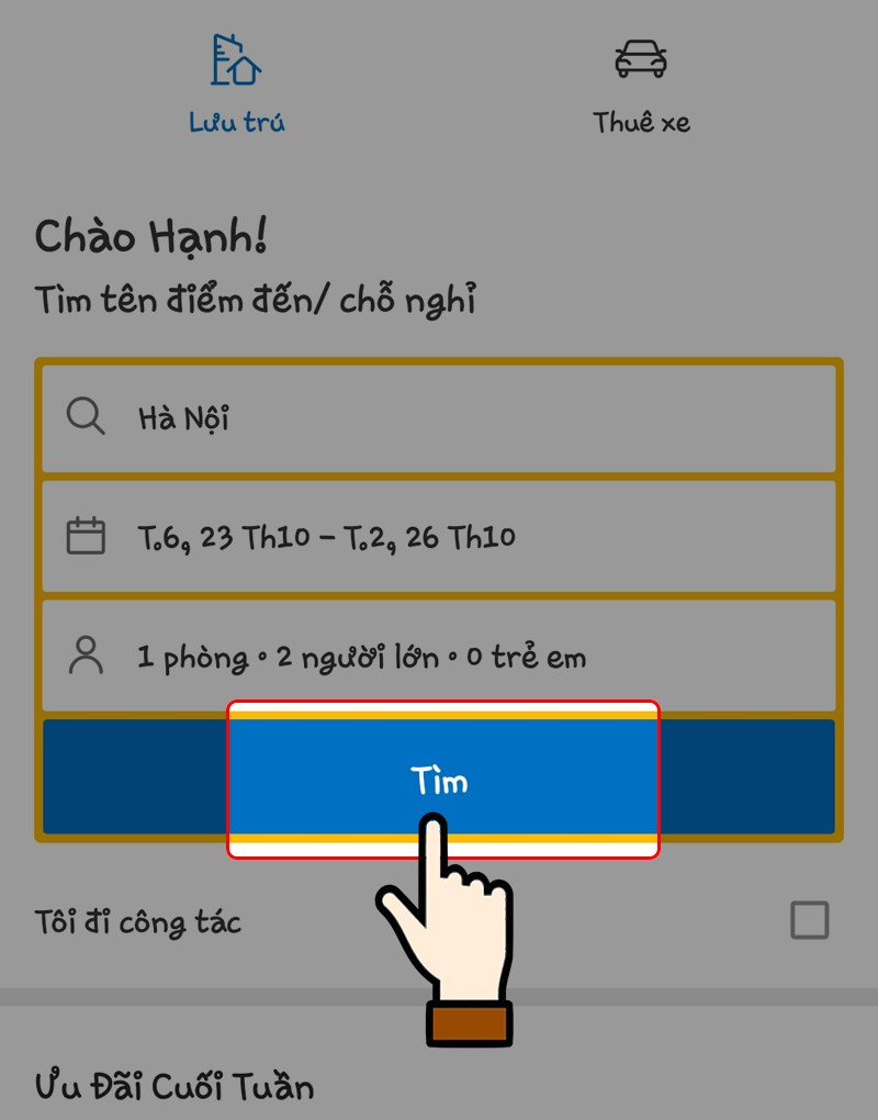 Điền c&aacute;c th&ocirc;ng tin chuyến đi v&agrave; nhấn chọn T&igrave;m