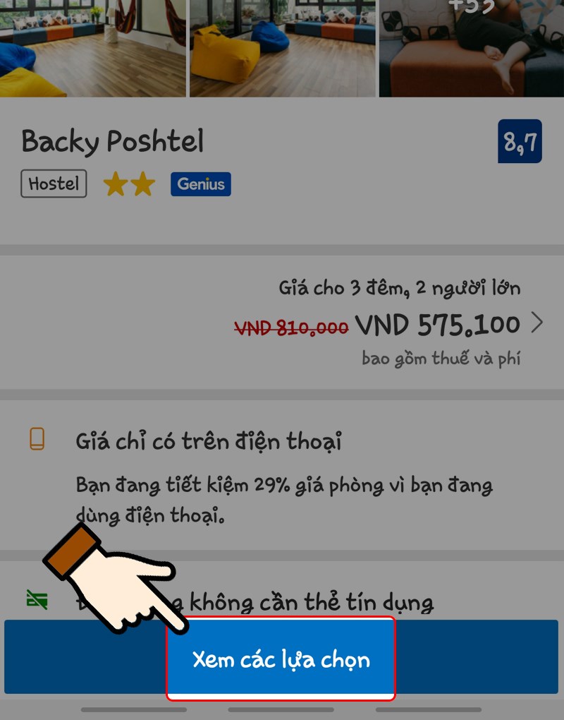 Nhấn chọn Xem c&aacute;c lựa chọn