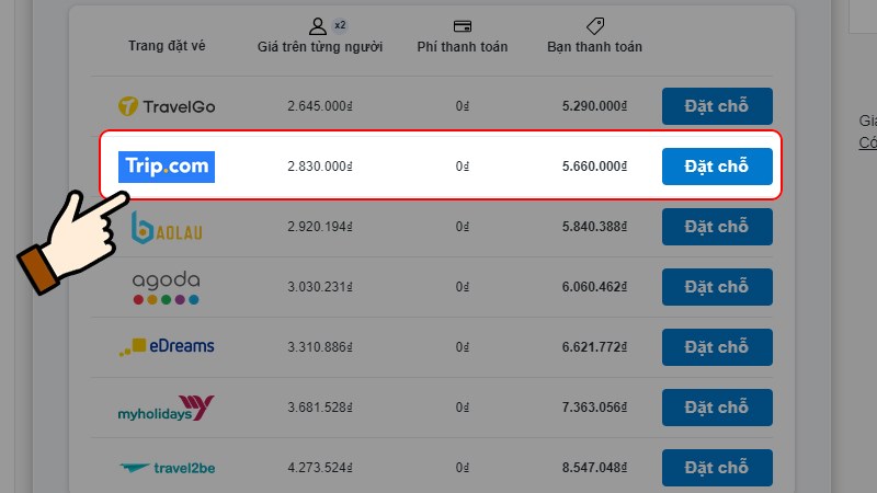 Chọn 1 trong c&aacute;c trang thanh to&aacute;n m&agrave; Booking.com hỗ trợ