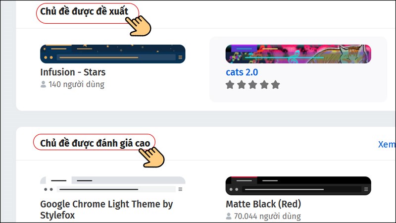Chọn những chủ đề có sẵn Chọn những chủ đề có sẵn