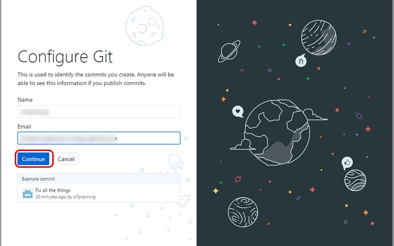 nhấn Continue nhấn Continue
