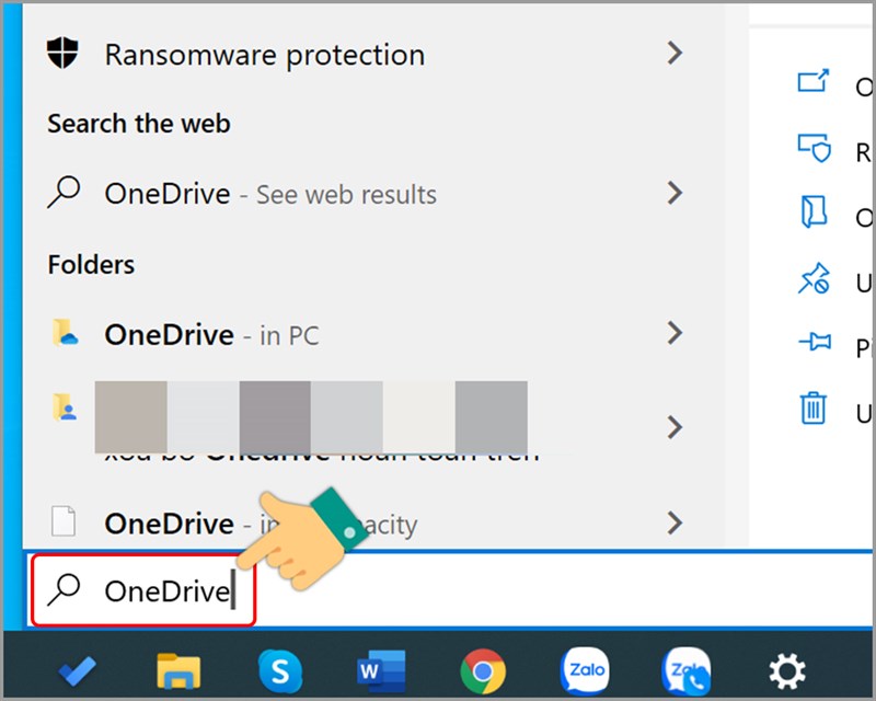 Gõ tìm kiếm OneDrive