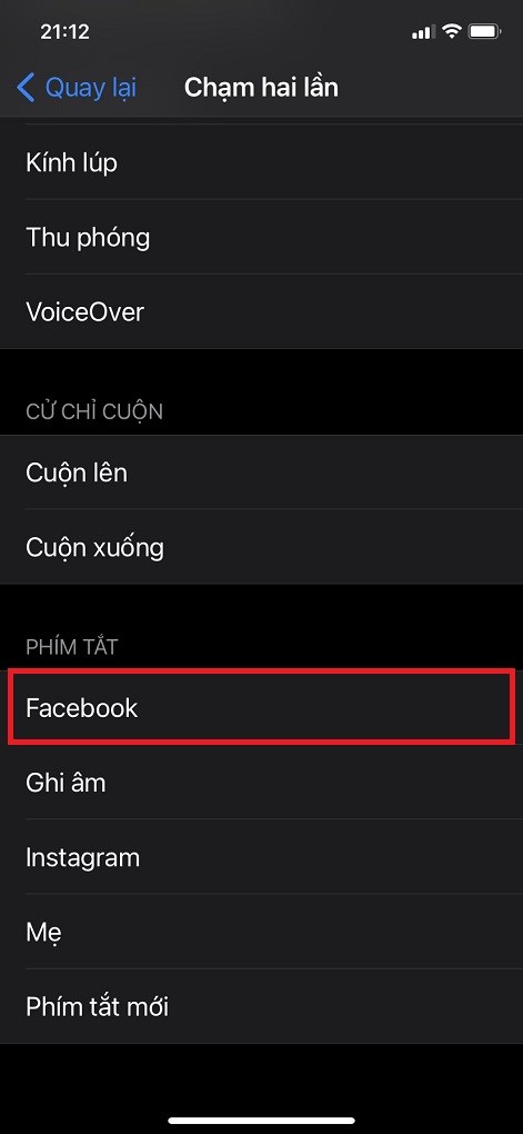 C&aacute;ch mở Facebook, Youtube, TikTok khi g&otilde; mặt lưng tr&ecirc;n iOS 14