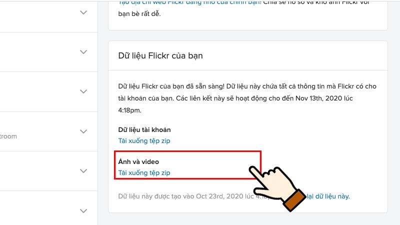 Sau khi xuất xong có thể chọn Tải file zip về máy