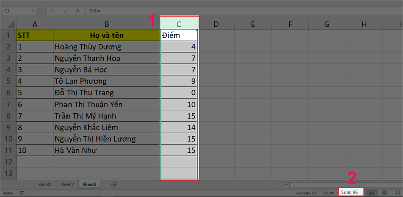 Cách tính tổng trong excel nhanh nhất