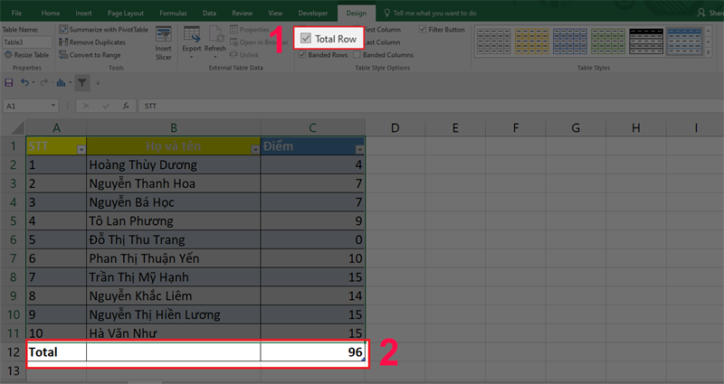 Cách tính tổng trong excel nhanh nhất