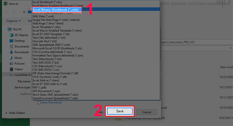 EXCEL BINARY WORKBOOK GIÚP GIẢM DUNG LƯỢNG