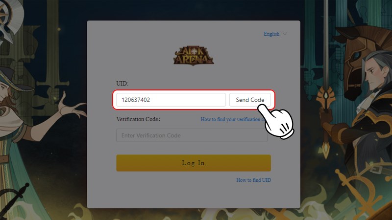 Nhập ID và nhấn Send code