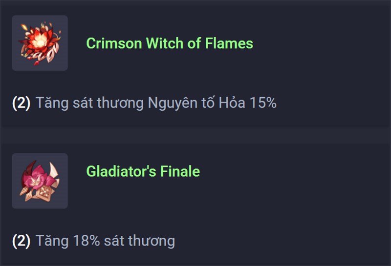 Crimson Witch of Flames (2 món) và Gladiator