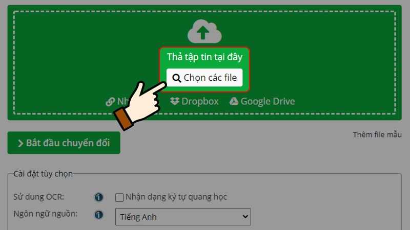Truy cập web Document Online-convert > Nhấn Chọn c&aacute;c file
