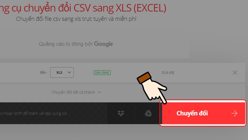 Sau khi file được tải lên, nhấn chọn Chuyển đổi