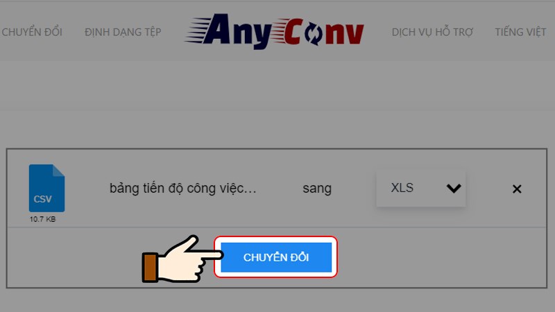 Sau khi file được tải lên, nhấn chọn Chuyển đổi